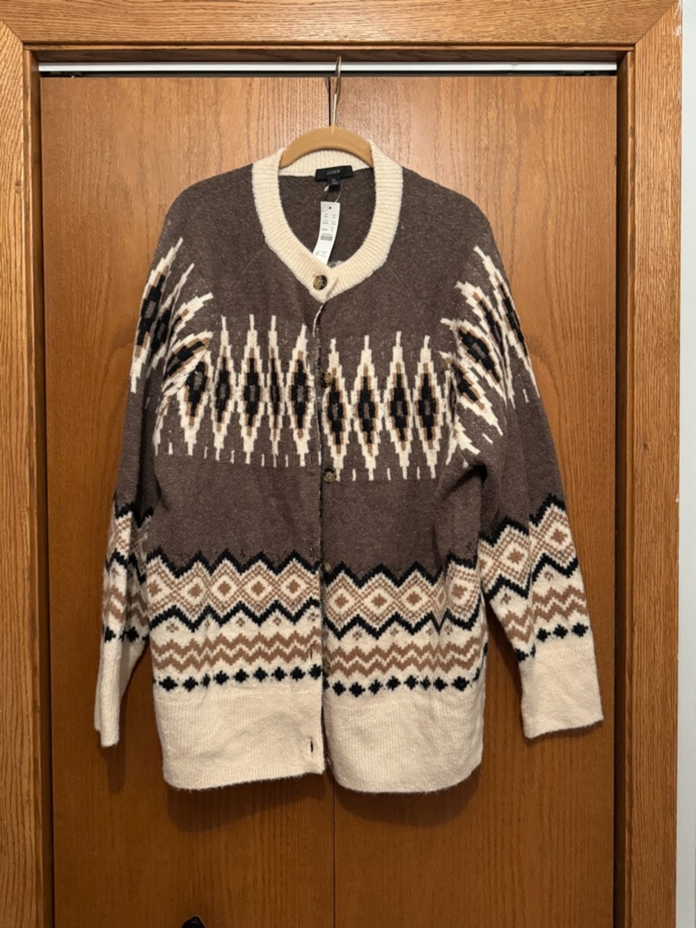 J. Crew Brown & Cream Button Cardigan